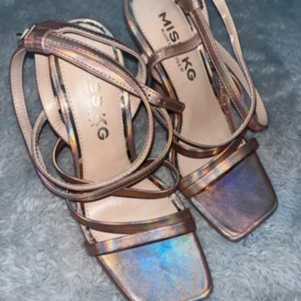 Miss KG Iridescent Rose Gold Strap Heels